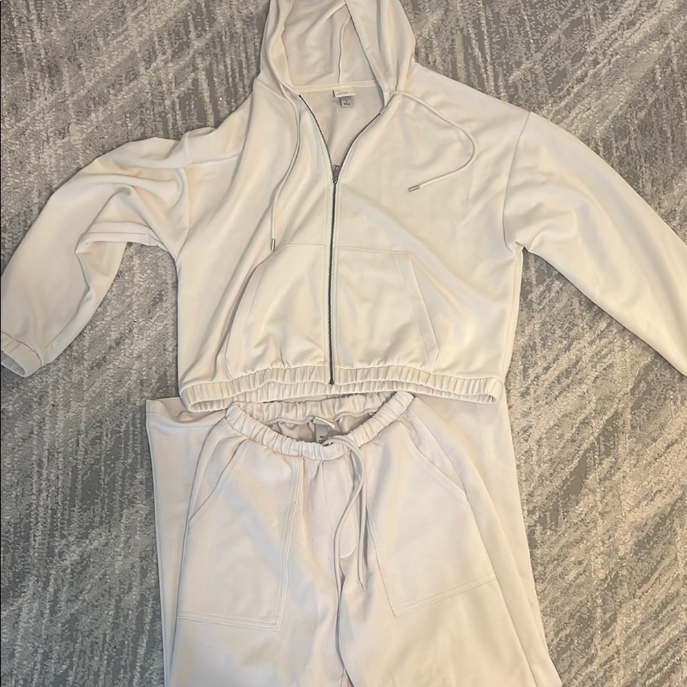 White womens Zip Hoodie & Jogger Set - A new day from target